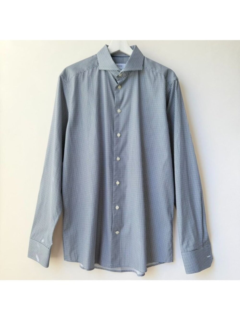 Eton Brighton Mens Size 42/16½ Slim Fit Blue Geometric Cotton Dress Shirt